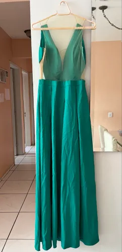 Vestido longo verde água 