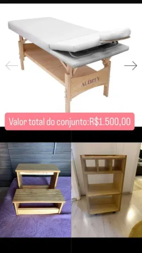 Maca Fixa Profissional de Madeira, Branca com Escada e Mesa - Oportunidade!