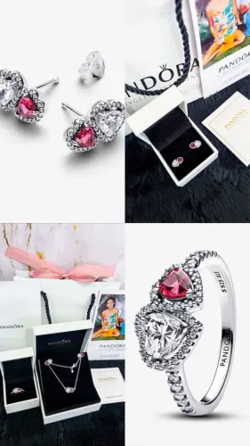 Conjunto Pandora dois corações brilhante