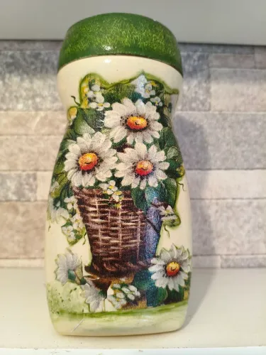 Pote Vaso anos 80 para decorar e usar pintado a mão.