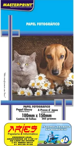 PAPEL FOTO GLOSSY 10 X 15 CM 265G 20 FOLHAS MASTERPRINT