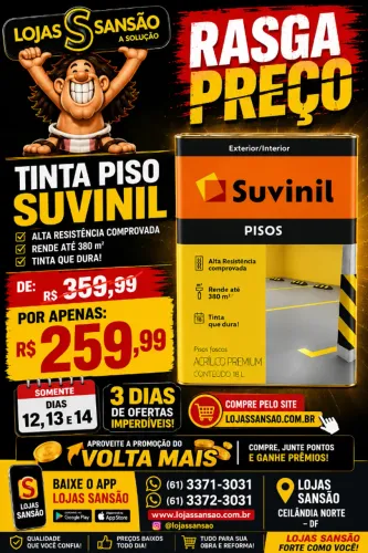 ? Tinta Piso Suvinil 18L Alta Resistência Promoção Brasília