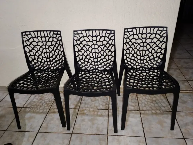 Cadeiras Gruvyer 3 unidades cor preta