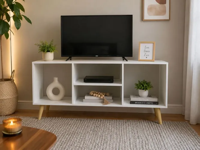Rack para TV até 40 Polegadas Retrô Moderno para Sala e Quarto Compacto Noruega