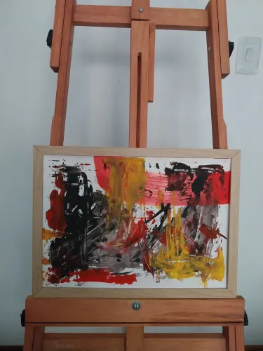 Quadro decorativo abstrato pintado à mão. Laura Gerhardt 45cm×33cm . Novo
