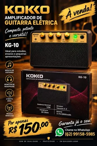 Caixa de Som Bluetooth Kokko 10 watts, recebe pendrive, pluga Guitarra, amplificada, nova!