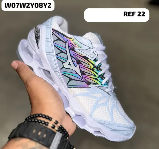 Tênis Mizuno branco refletivo a pronta entrega