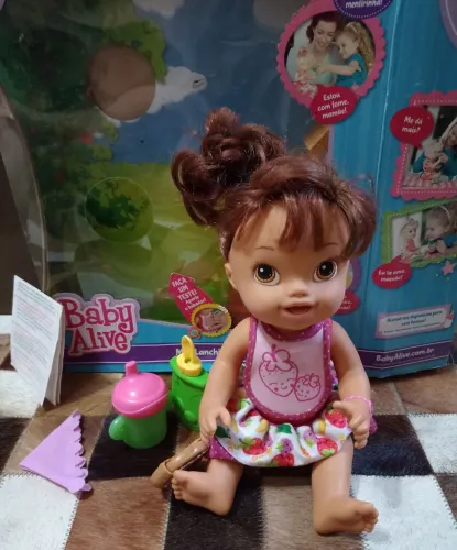 Baby Alive Meu Lanchinho Morena Completa Funcionando Com Caixa E Manual