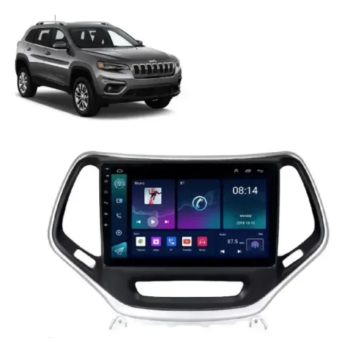Central Multimídia Octacore 10 Pol. 4Gb/64Gb 4G c/ Carplay e A. Auto Cherokee 2018 a 2022