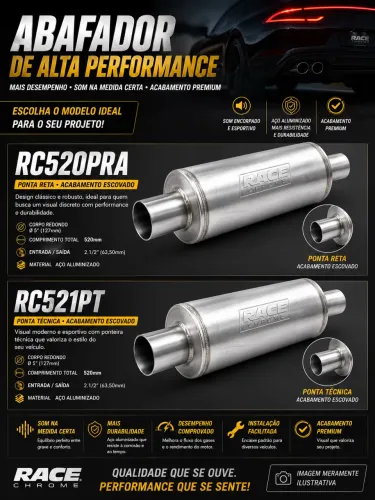 ABAFADORES RACE CHROME - MODELOS RC520PRA E RC521PT
