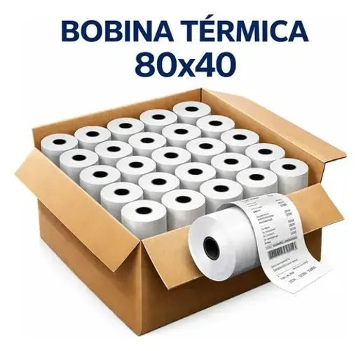 Bobina Térmica 80x40 Caixa Com 30 Bobinas *NOVA*