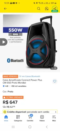 Caixa de som acústica Mondial 550W