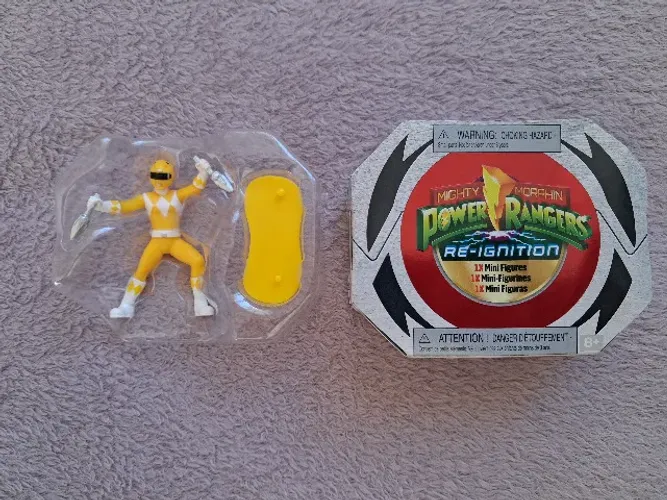 Figura Mighty Morphin Power Ranger Amarelo, Reignition, Playmates, Miniatura