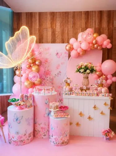 3 capas para cilindros de festa, tema jardim encantado.