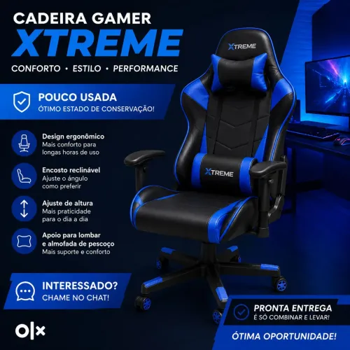 Cadeira Gamer Xtreme Azul - Pouco Usada