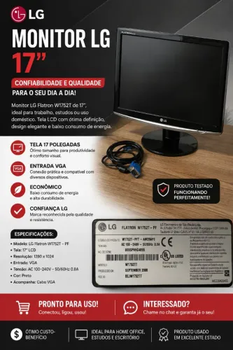 Monitor LG 17" à venda