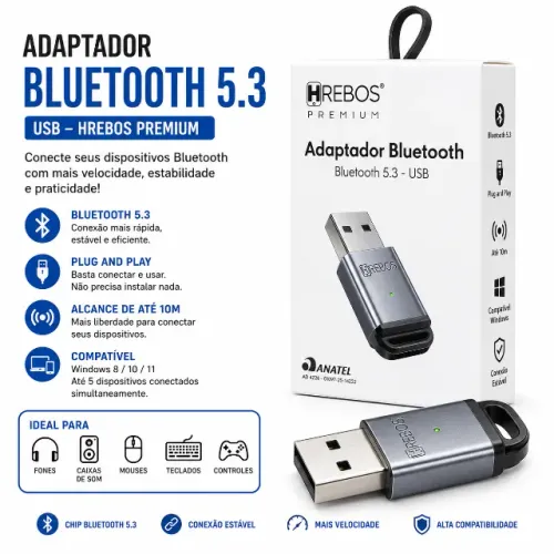 Adaptador Bluetooth 5.3 HREBOS Premium