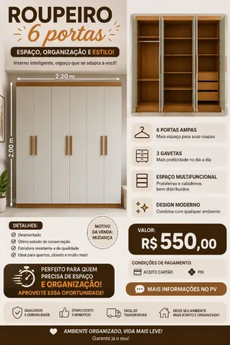 Guarda roupa 6 portas 