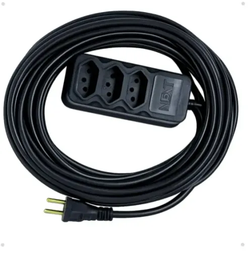 Extensão Elétrica Cabo Pp Reforçado 2.5mm 10 Metros 127/220v - Preto