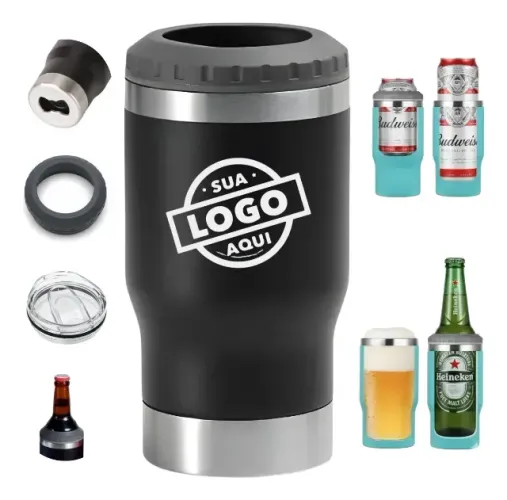 Copo Térmico 420ml 5 Em 1 Porta Long Neck E Latinha - Personalizado com seu nome ou marca