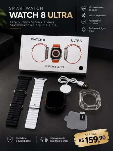Relógio Smartwatch Watch 8 Ultra + Pulseiras e Acessórios