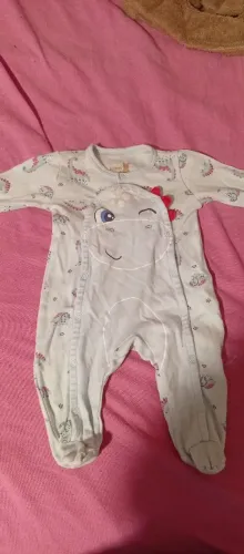 Macacão Bebê Kiko Baby Dinossauro Tam P 100% Algodão