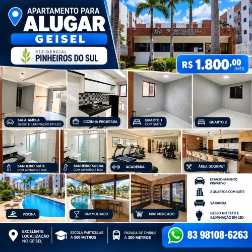 APARTAMENTO GEISEL - PINHEIROS DO SUL II - ALUGUEL