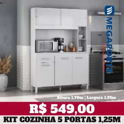 Armário de Cozinha 5 Portas 1 Gaveta (Novo) Entrega Grátis!