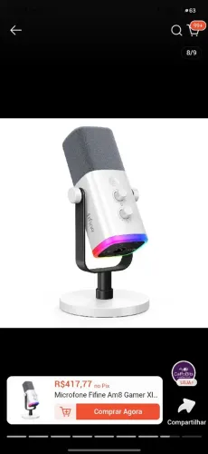 Microfone Fifine AM8 USB/XLR Dinâmico Gamer RGB