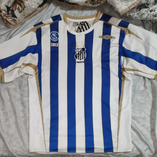 camisa original 2006 santos 1912 azul umbro bimundial listrada tamanho gg