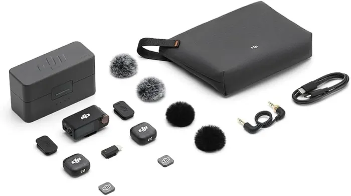 Microfone Sem Fio DJI Mic 3 com Case de Carregamento (2 TX Microfone + 1 RX Receptor