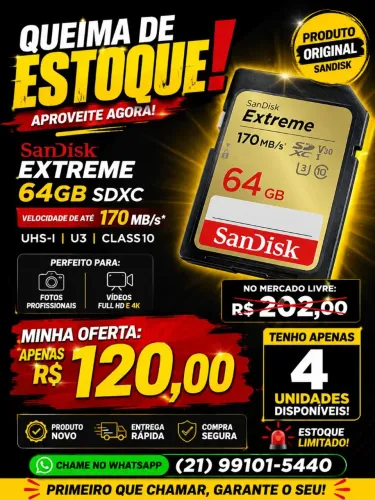 Cartão SD SanDisk extreme 64G