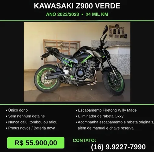 Vendo Kawasaki Z900 2023 Impecável - Único Dono