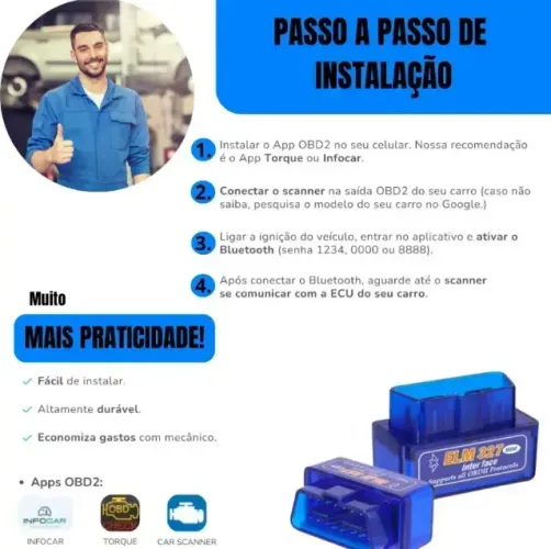 Scanner Automotivo Bluetooth Obd2 Android e IOS - Pronta Entrega