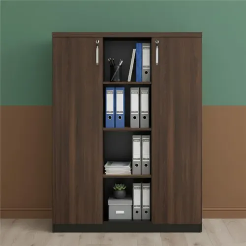 Armário Alto Credenza com Nicho 1,60m Marsala Preto Organização Escritório Premium 51018
