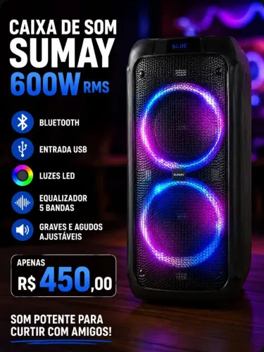 Caixa de som sumey 600w