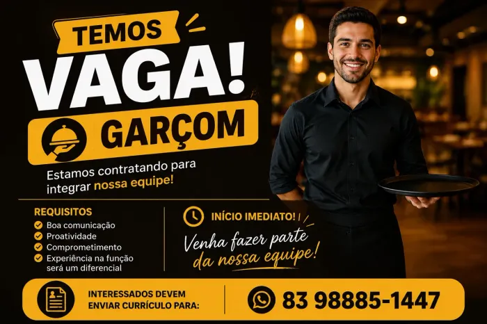 Garçom com ou sem experiência
