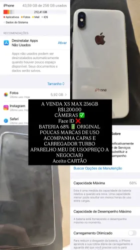 iPhone XS MAX 256GB SEM FACE ID