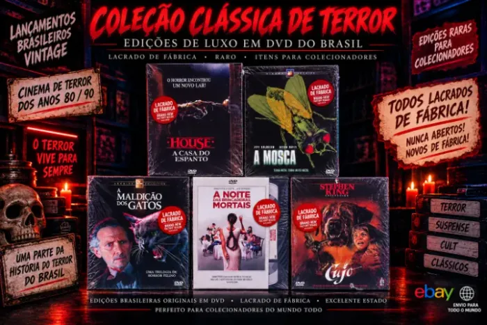 COLEÇÃO RARA DE FILMES DE TERROR COM 5 DVDs BRASILEIROS EDIÇÕES LUXO E LACRADOS DE FÁBRICA