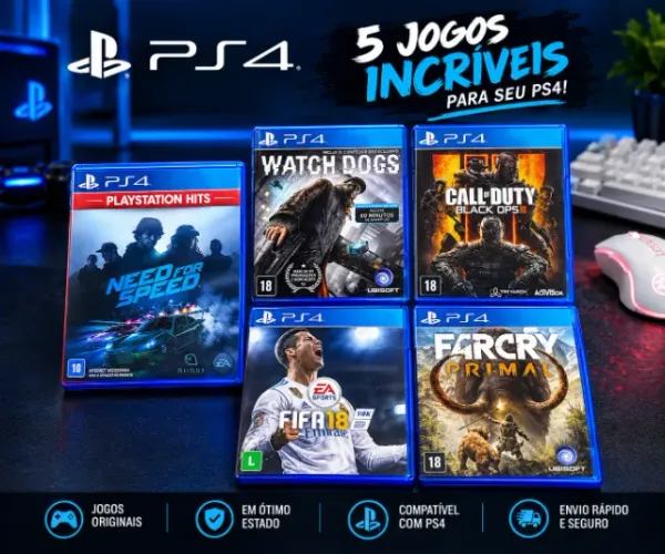 Jogos para PS4 - Kit 5 originais (Usado em bom estado)