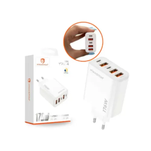 Fonte Carregador Turbo 176w Com 5 Saídas Usb-c E Usb-a