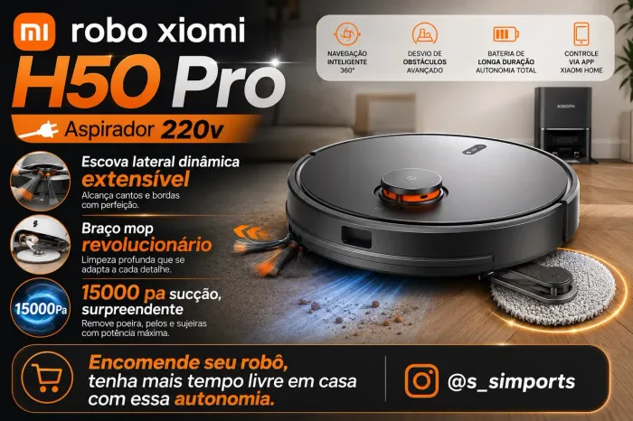 Robô aspirador Xiomi H50 Pro Branco - 220v