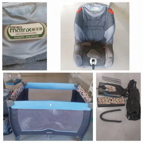 Berço Camping cosco e Cadeira burigoto neo matrix de 0 a 25kg