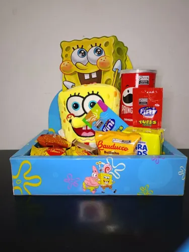 Cesta Presente Bob Esponja Personalizada - Pronta para Presentear! ?