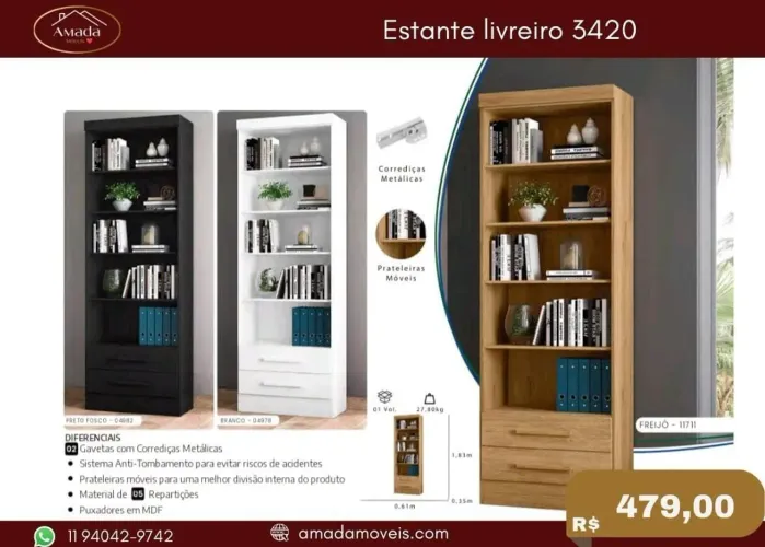 Estante livreiro 3420 - à pronta entrega 
