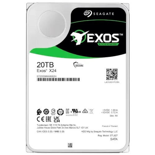 HD Seagate 20TB Exos X24 Enterprise 3.5" SATA 3 7200RPM - ST20000NM002H - Lacrado na caixa