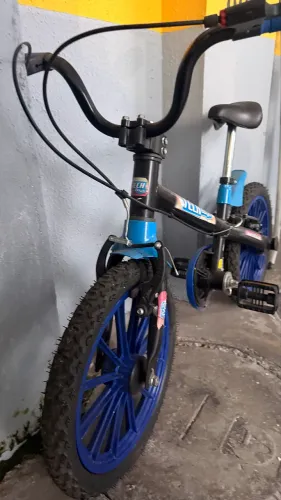 Bicicleta Passeio Infantil Nathor Tech Boys Aro 16 Meninos Preto Azul