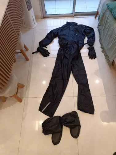 Conjunto de chuva para moto (capa, calça, polaina e luvas) da Alba - Tam G