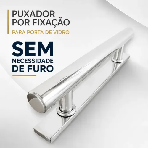 Puxador para Porta de Vidro Sem Furo 30cm por Fixação (Colante)