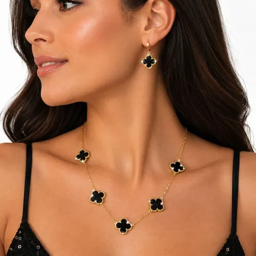 Conjunto Luxo Brinco mais colar com Pedras de Zircônias 24k
